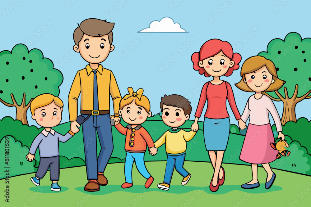 the family cartoon vector illustration