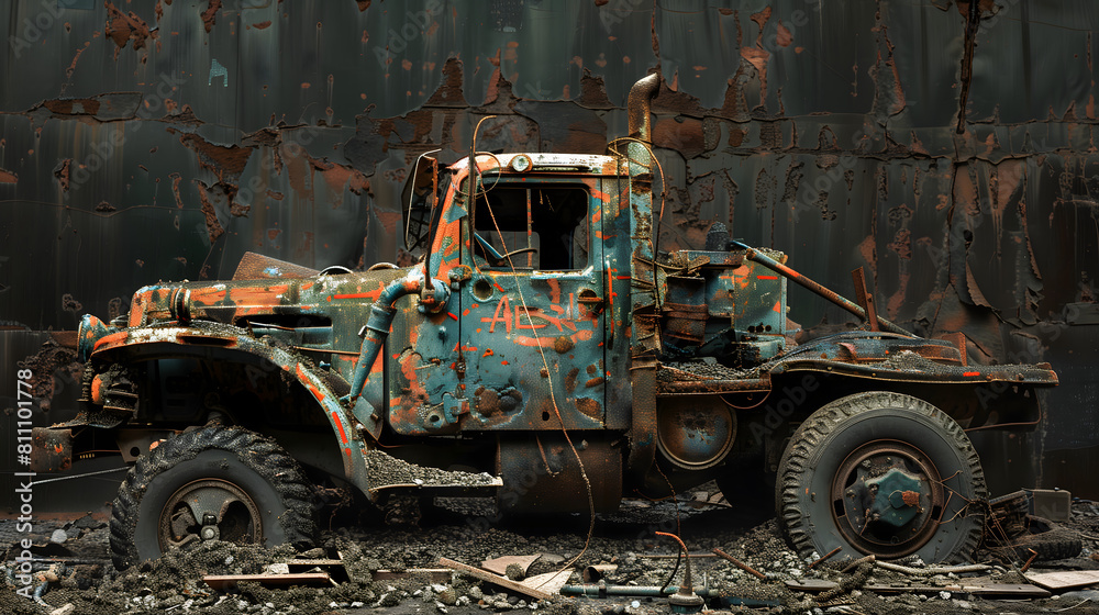 Generative ai illustration Abstract image a broken down vehicle Generative ai illustration Abstract image a broken down vehicle