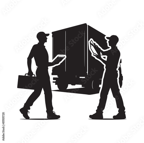 Delivery man silhouette  illustration set vector