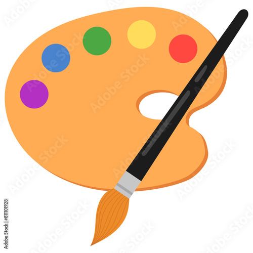 art palette with paint brushes illustration