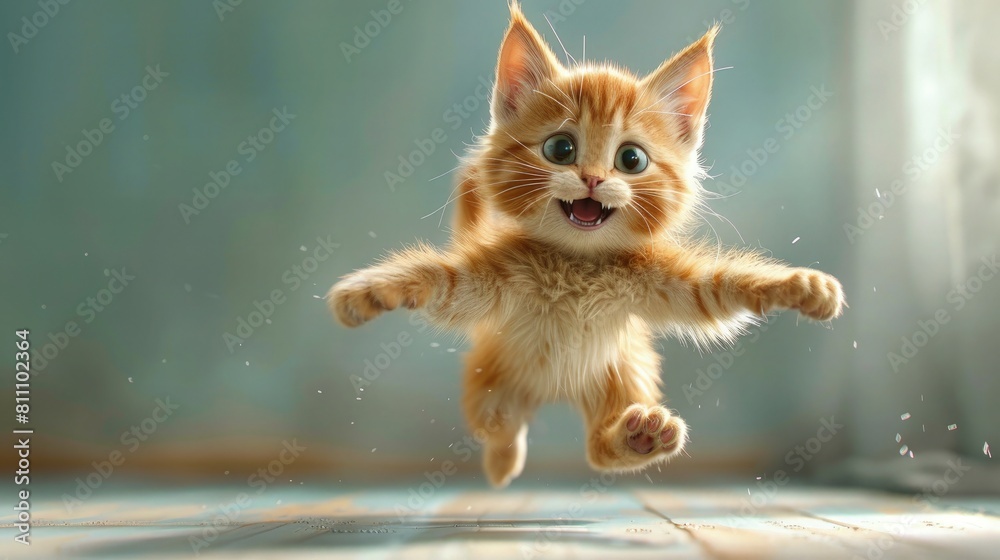 Obraz premium An adorable cat playing with great joy