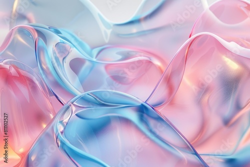 Abstract Glass Fluid Art Background in Soft Pink and Blue Hues