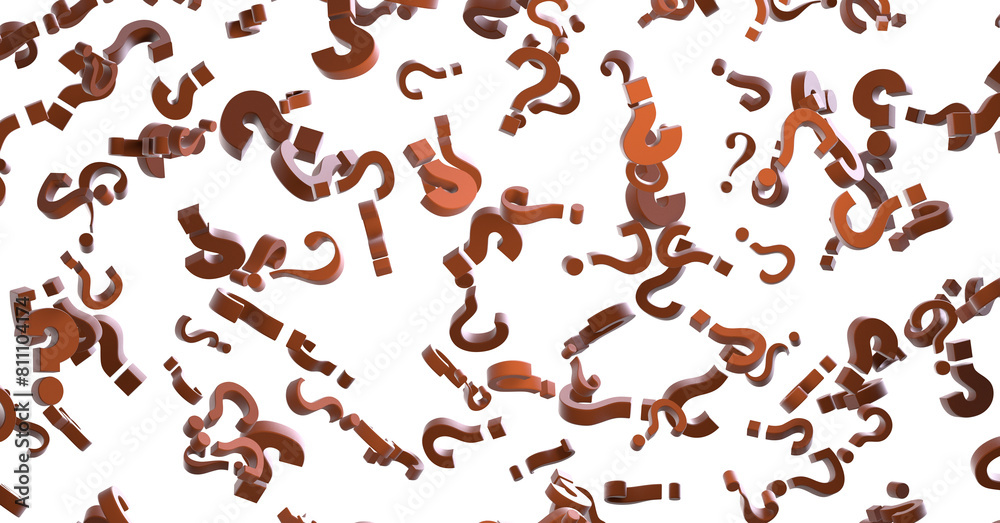 colored question marks background concept. 3D Rendering.