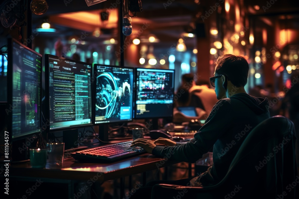 Diverse team of programmers collaborating on cutting-edge app development project