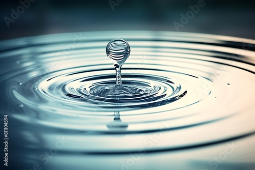 Falling drop of water. Splash effect after collision a falling drop with water Surface