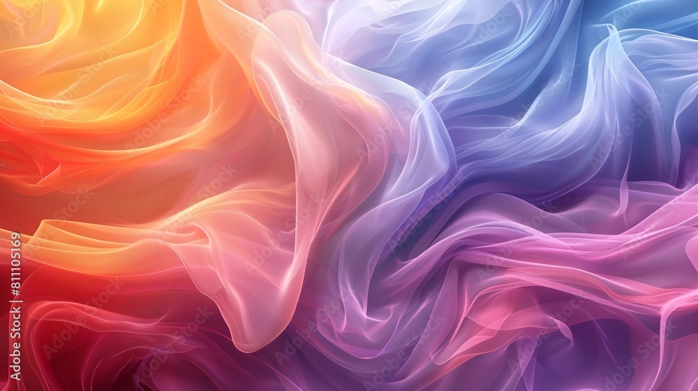 Vibrant Abstract Silk Textures Flowing in Brilliant Blue, Orange, and Pink Hues 8K Wallpaper High-resolution