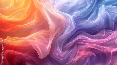 Vibrant Abstract Silk Textures Flowing in Brilliant Blue, Orange, and Pink Hues 8K Wallpaper High-resolution