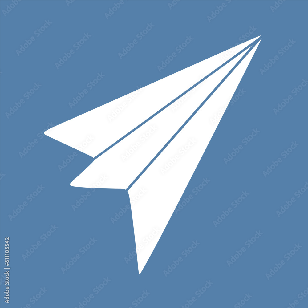 Flat Paper airplane isolated on Blue Background. Cartoon Plane like a symbol of Freedom, Design art Vector Illustration for Logo of Travel company. Hand drawn Air Transportation concept, Aircraft Flat Paper airplane isolated on Blue Background. Cartoon Plane like a symbol of Freedom, Design art Vector Illustration for Logo of Travel company. Hand drawn Air Transportation concept, Aircraft