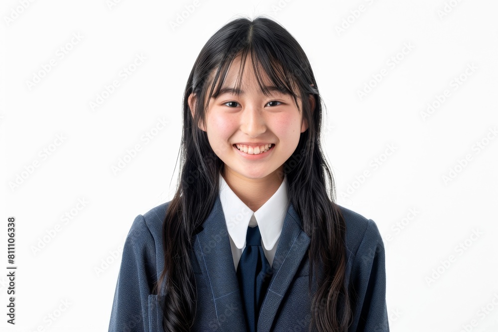 制服を着た笑顔の日本人の中学生の女の子(入学・卒業・受験・勉強・塾・学習塾) 制服を着た笑顔の日本人の中学生の女の子(入学・卒業・受験・勉強・塾・学習塾)
