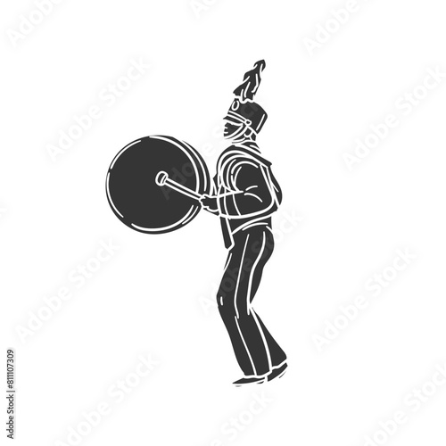 Marching Band Icon Silhouette Illustration. Drumer Vector Graphic Pictogram Symbol Clip Art. Doodle Sketch Black Sign.