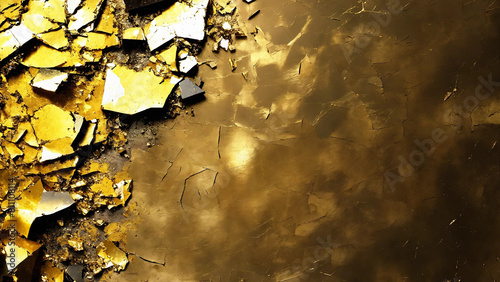 Antique, shattered gold background 16:9 with copyspace photo