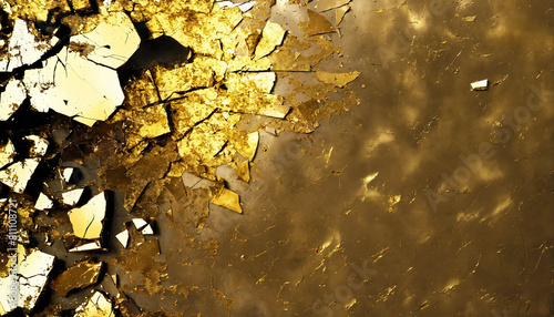 Antique, shattered gold background 16:9 with copyspace