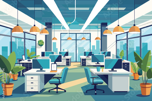 A simple and elegant office room featuring a desk and chair for work or study, elegant office interior, Modern office workspace with desk and plants Ai generated