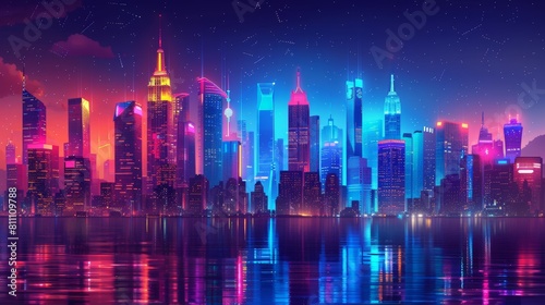 A vibrant illustration of a city skyline with clouds morphing into various digital devices  representing the integration of cloud computing into urban life.