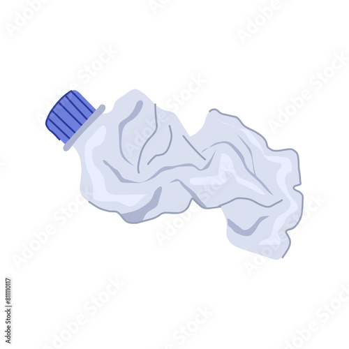 waste crumpled plastic bottle cartoon. empty garbage, environment squashed, beach s waste crumpled plastic bottle sign. isolated symbol vector illustration