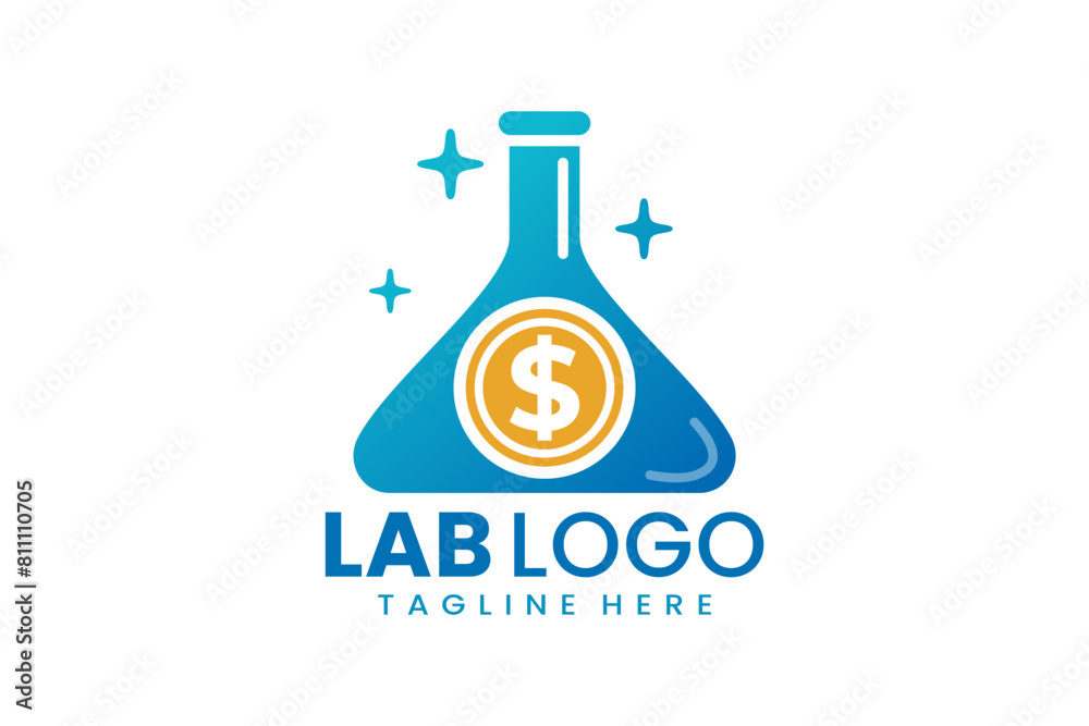 Flat modern simple money dollar laboratory logo template icon symbol vector design illustration Flat modern simple money dollar laboratory logo template icon symbol vector design illustration
