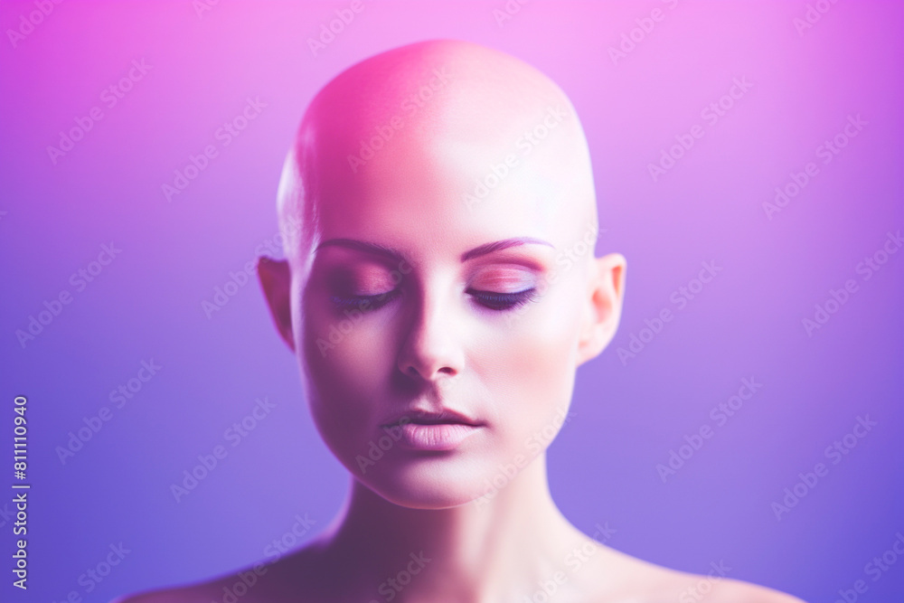 In tones of lilac, a woman promotes awareness about cervical cancer. National Day to Fight Cancer In tones of lilac, a woman promotes awareness about cervical cancer. National Day to Fight Cancer
