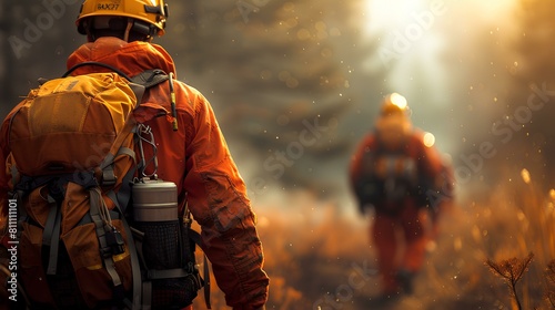 A close-up photo of Smokejumpers and Hotshot Crews Specially trained firefighters are deployed via aircraft or ground transport to remote areas to quickly respond to and suppress wildfire photo