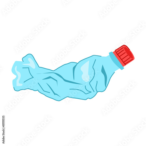 environment crumpled plastic bottle cartoon. squashed beach, s cleanup, holding pet environment crumpled plastic bottle sign. isolated symbol vector illustration