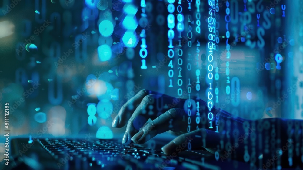 hands typing on computer keyboard, with abstract code, online cyber attack, hack, threats and breaches Network concept, cyber technology hands typing on computer keyboard, with abstract code, online cyber attack, hack, threats and breaches Network concept, cyber technology