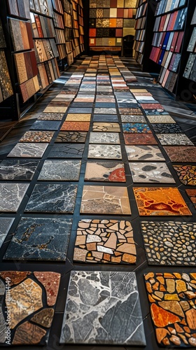 Vinyl tile assortment displayed as a mosaic, emphasizing the practical beauty and variety of design options