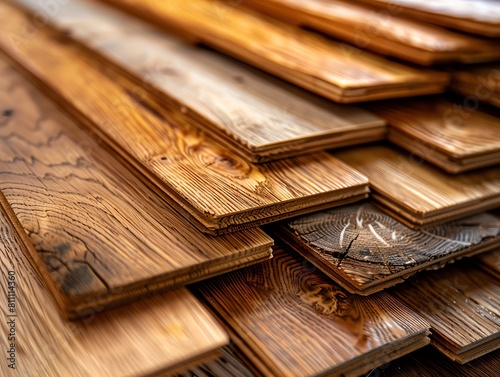 Detailed shot of interlocking oak wood laminate samples  showcasing the craftsmanship and quality of the materials