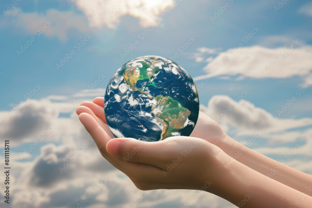 earth globe holding in hand. save earth concept. earth globe holding in hand. save earth concept.