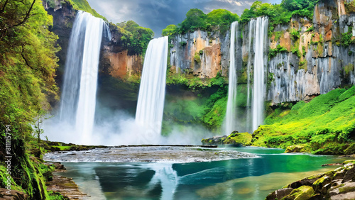 Most beautiful waterfalls on earth 16:9 with copyspace