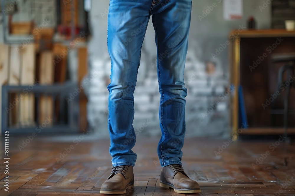 High-quality mock-up showcasing stylish jeans with customizable design elements High-quality mock-up showcasing stylish jeans with customizable design elements