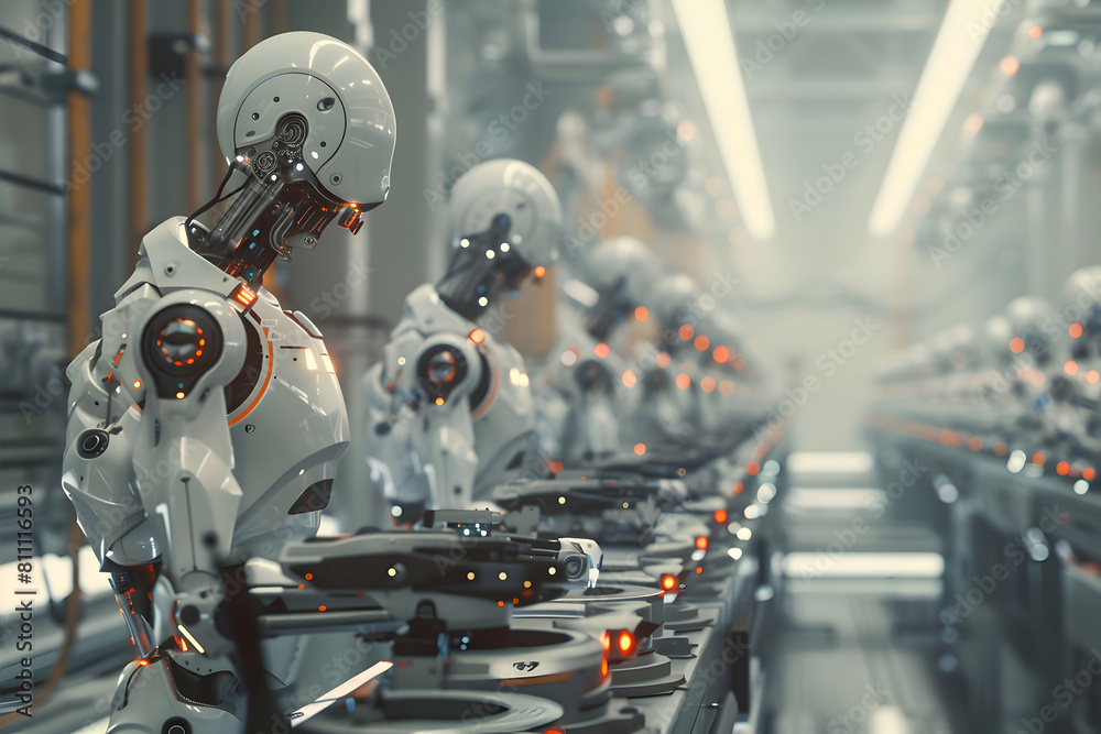 Futuristic Robotics Manufacturing Factory - Innovative High-Tech Industrial Production Futuristic Robotics Manufacturing Factory - Innovative High-Tech Industrial Production