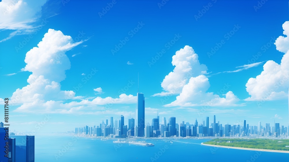 青空と海と都市