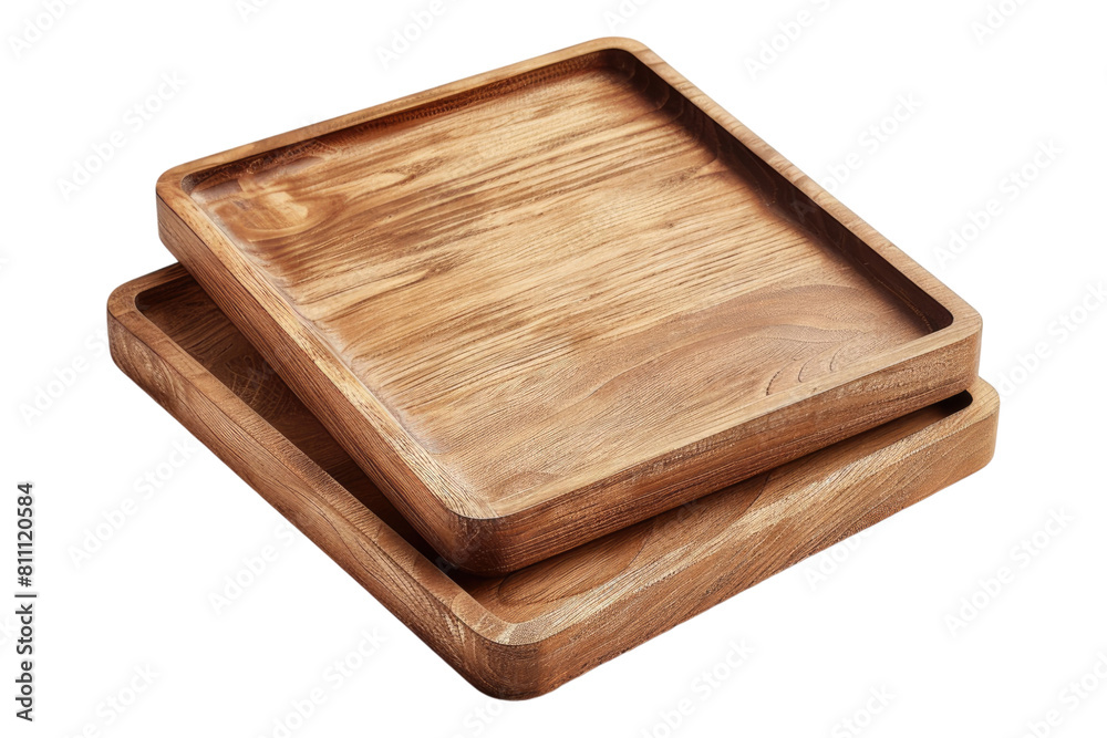 Wooden tray set isolated on transparent background Wooden tray set isolated on transparent background
