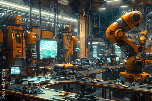 Futuristic Robotics Manufacturing Factory - Innovative High-Tech Industrial Production © Abas