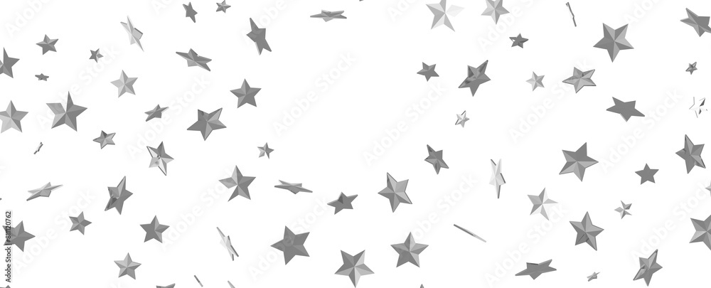 Seamless pattern with small silver stars on white background.