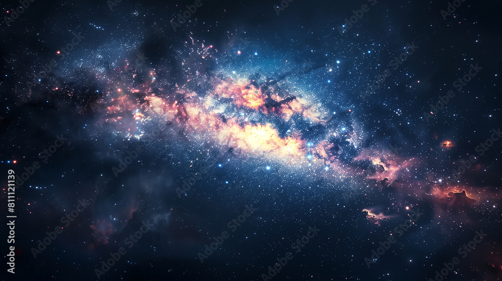 Naklejka premium A swirling nebula fills a starry space background