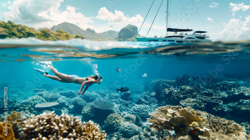 Tropical Snorkeling Experience with Nearby Yacht View 