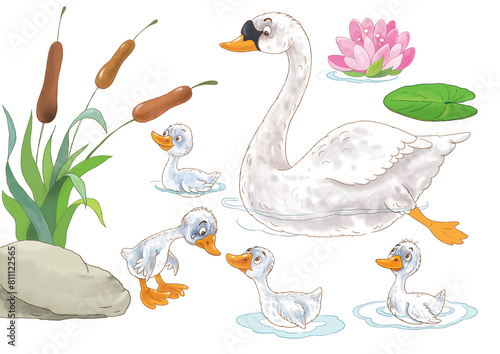 Ugly duckling. Fairy tale. Coloring page. Coloring book. Illustration for children. Cute and funny cartoon characters