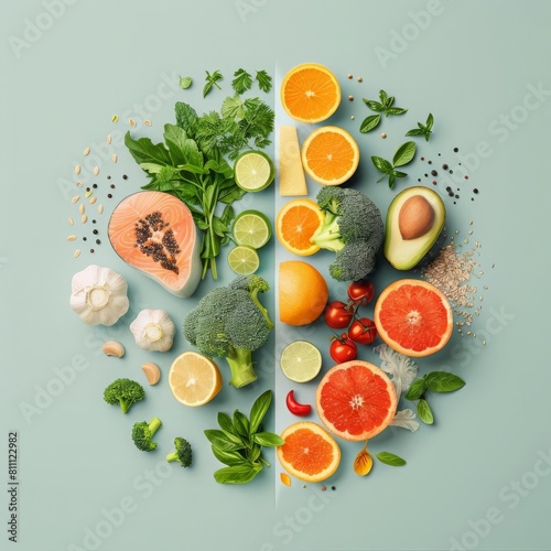 Easy recipe swaps flat design side view healthy alternatives theme 3D render Splitcomplementary color scheme