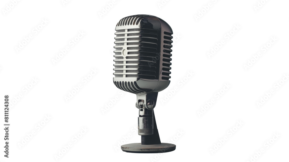 Fototapeta premium Vintage Microphone on Transparent Background