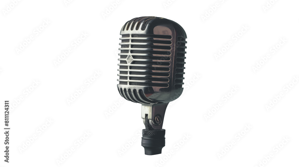 Fototapeta premium Vintage Microphone on Transparent Background