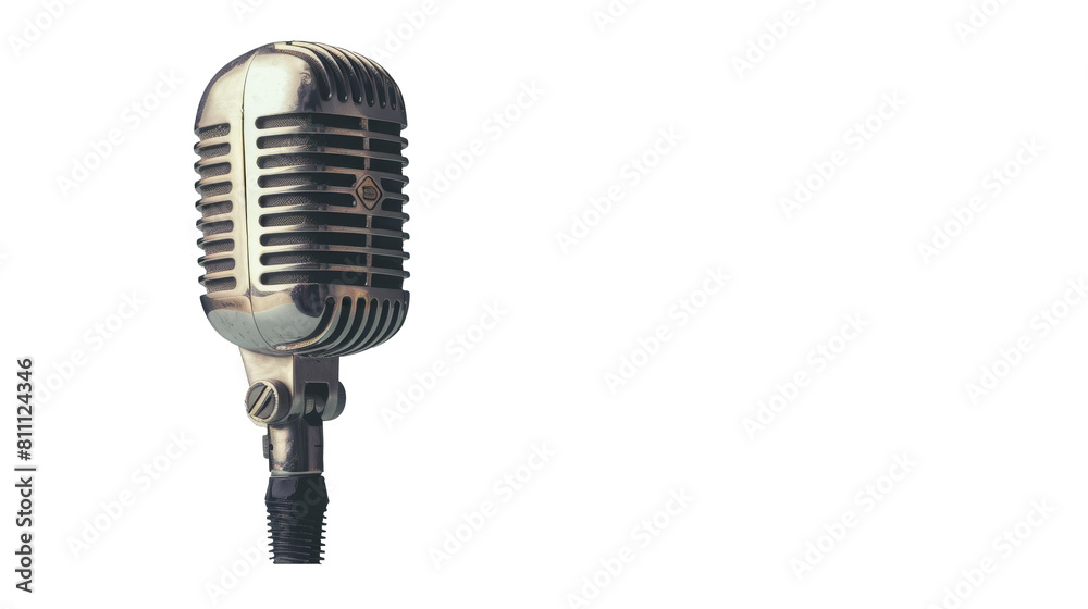 Fototapeta premium Vintage Microphone on Transparent Background