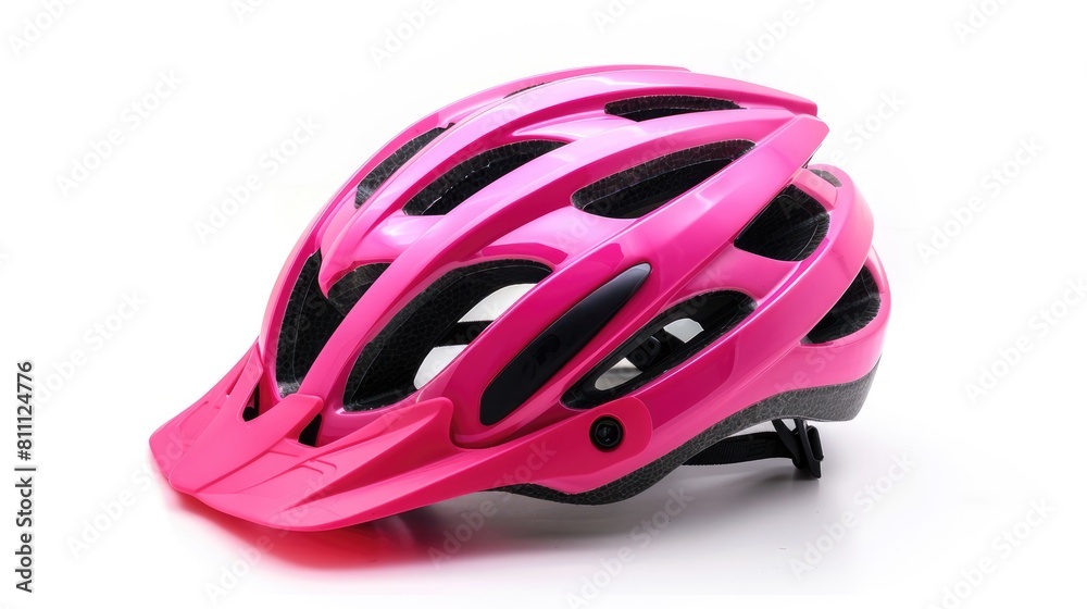 Pink bicycle helmet isolated on a white background Pink bicycle helmet isolated on a white background