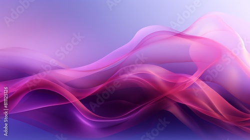 A minimalist composition of thin purple smoke trails against a gradient purple background, representing calmness and simplicity photo