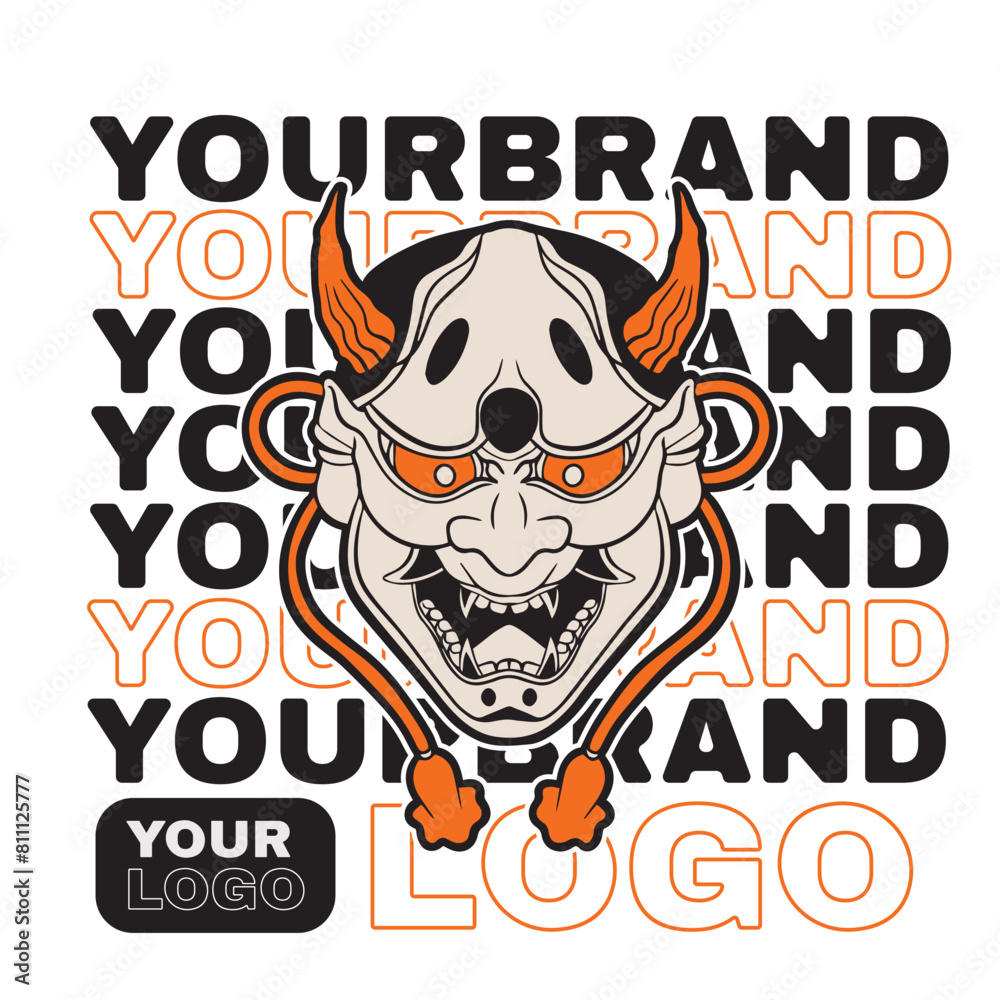 Oni japanese devil mask, Vector illustration
Oni japanese devil mask, Vector illustration