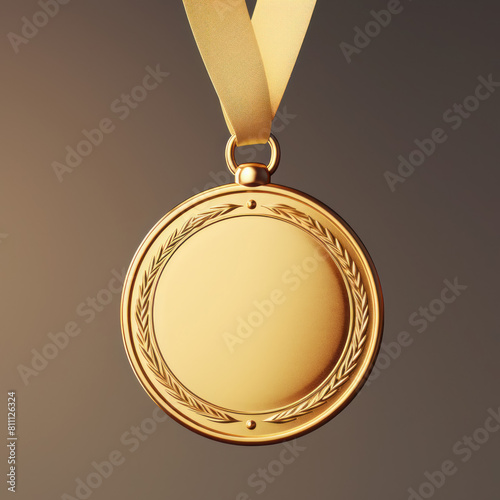 gold medal for awarding, clean, copy space, blank design, isolated, close-up