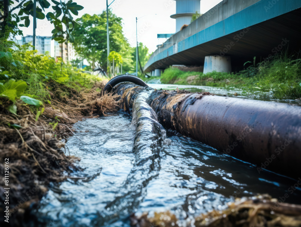 water pipes, sewer pipes, wastewater, pollution, industrial area, waste from industrial enterprises, close-up water pipes, sewer pipes, wastewater, pollution, industrial area, waste from industrial enterprises, close-up
