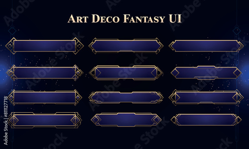 Set of Art Deco Modern User Interface Elements. Fantasy magic HUD. Banner elements for game UI. Vector Illustration EPS10