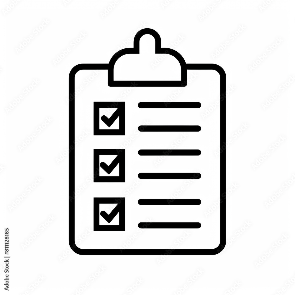 Outline icon of checklist using black line and minimal design. White background. Outline icon of checklist using black line and minimal design. White background.