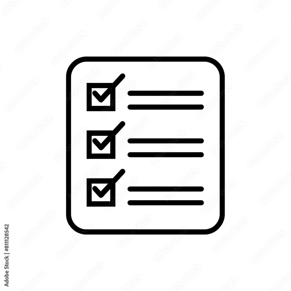 Outline icon of checklist using black line and minimal design. White background. Outline icon of checklist using black line and minimal design. White background.