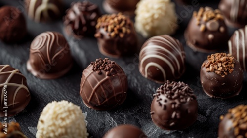 Decadent chocolate truffles and bonbons, showcasing the indulgent delights of World Chocolate Day photo